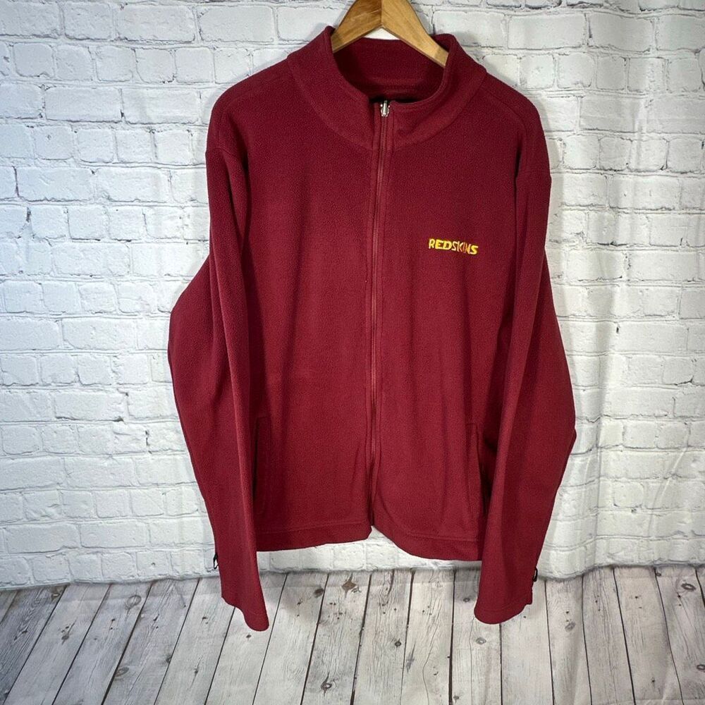 Washington Redskins Fleece Jacket Medium Mens Burgundy Full Zip Pockets NFL